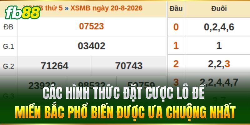 Lô Đề Miền Bắc FB88 - Kỹ Thuật Soi Cầu Bất Bại Mỗi Ngày 3 Các hình thức đặt cược Lô Đề Miền Bắc phổ biến được ưa chuộng nhất